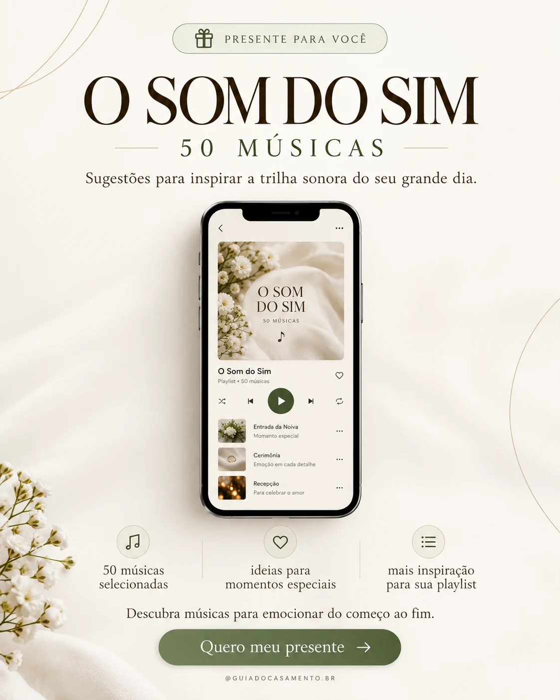 Capa do material O Som do Sim: 50 músicas para casamento